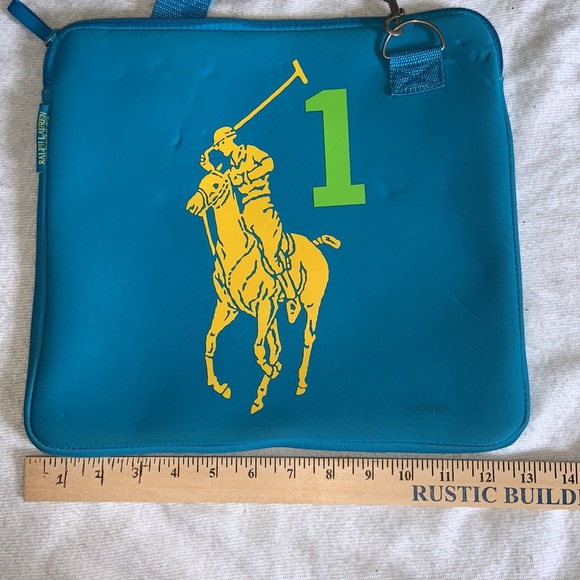 Ralph Lauren laptop bag neoprene big pony polo turquoise & yellow - Picture 3 of 7